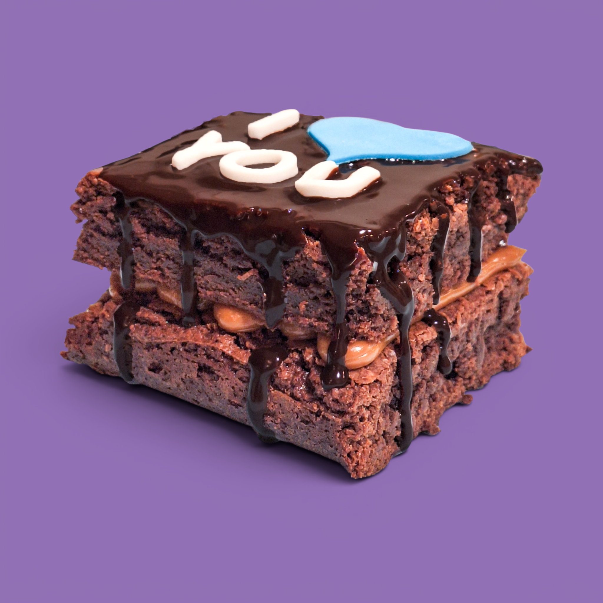 I LOVE U Gluten Free Loaded Brownie Double Slab & Caramel or Nutella - Mini Size (320g, Handmade in Brisbane)