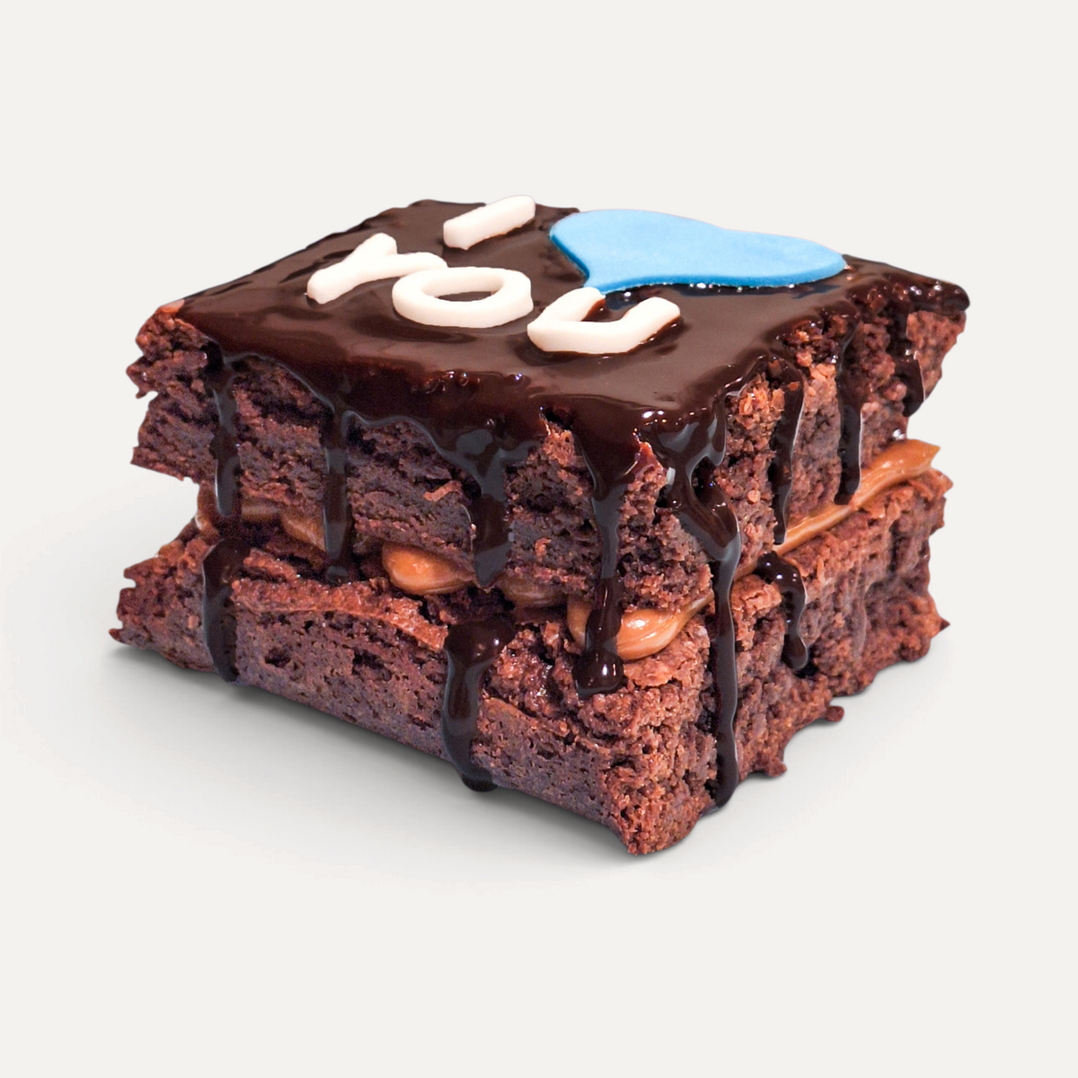 I LOVE U Brownie Double Slab & Caramel or Nutella - (Sizes Available)
