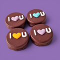 Custom I LOVE U Chocolate Shortbread Sandwich Biscuit - 4 Pack (108g Each, Handmade in Brisbane)