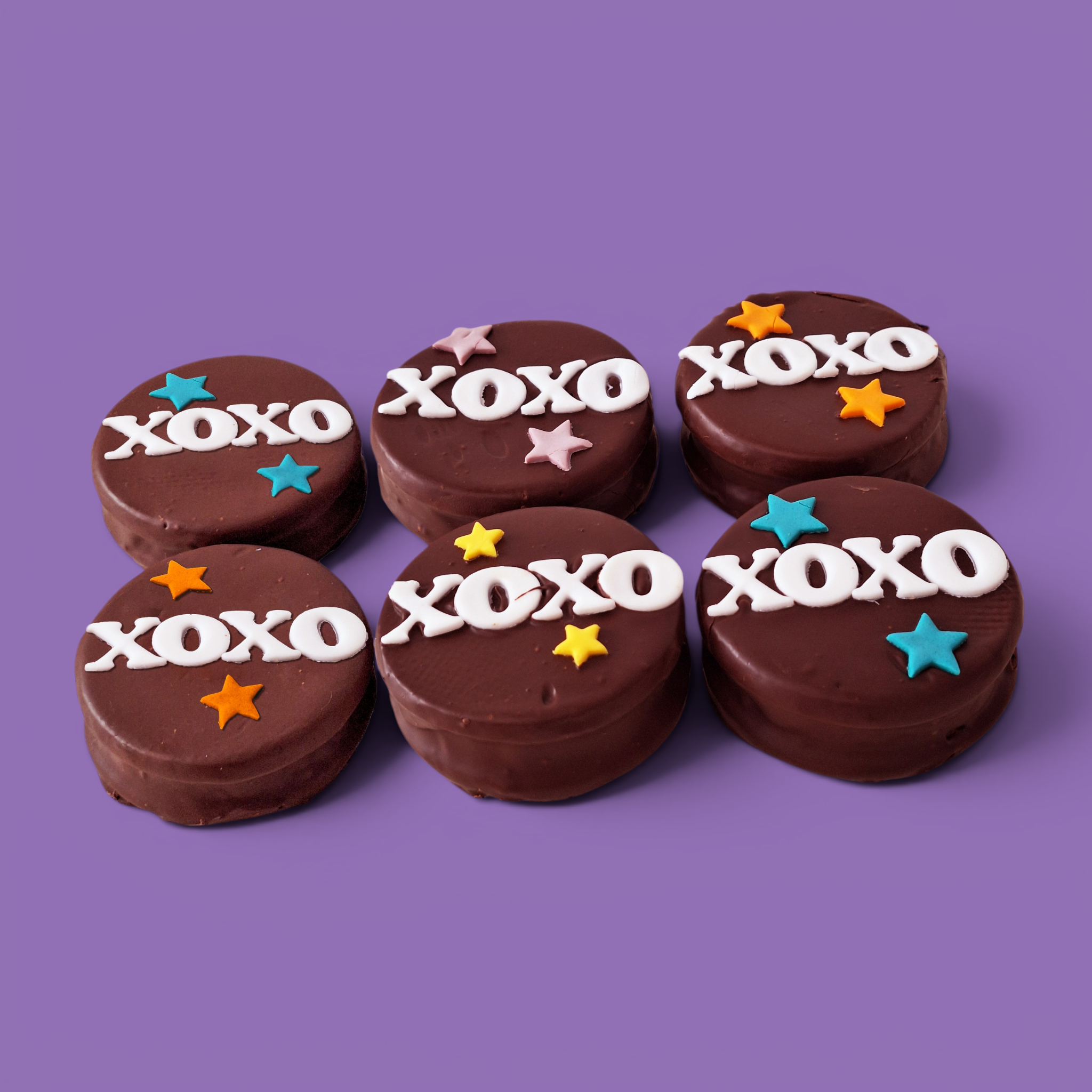 Custom XOXO Chocolate Shortbread Sandwich Biscuit - 6 Pack (108g Each, Handmade in Brisbane)