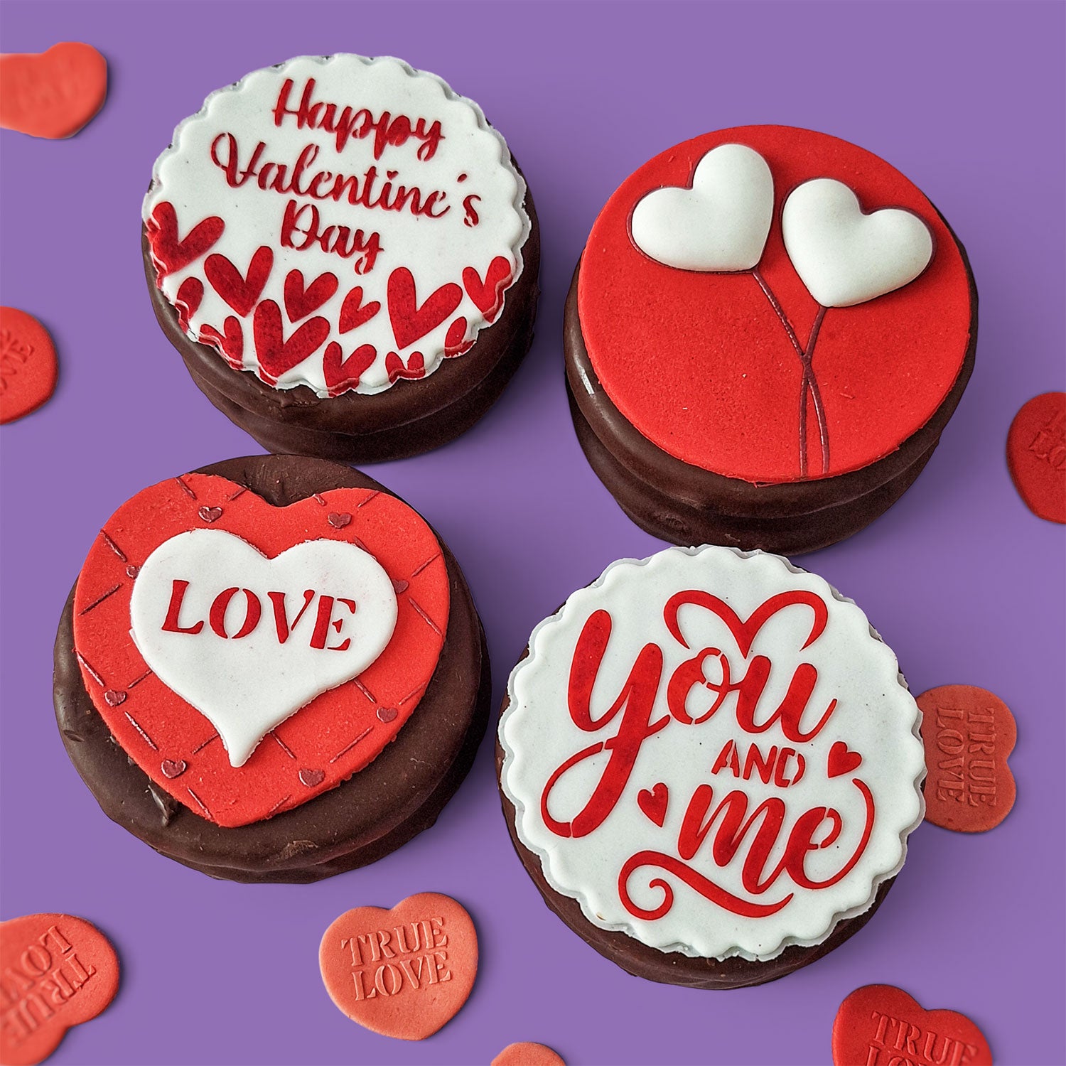 Custom VALENTINE'S DAY Artisan Chocolate Cookie Sandwich Pack of 4