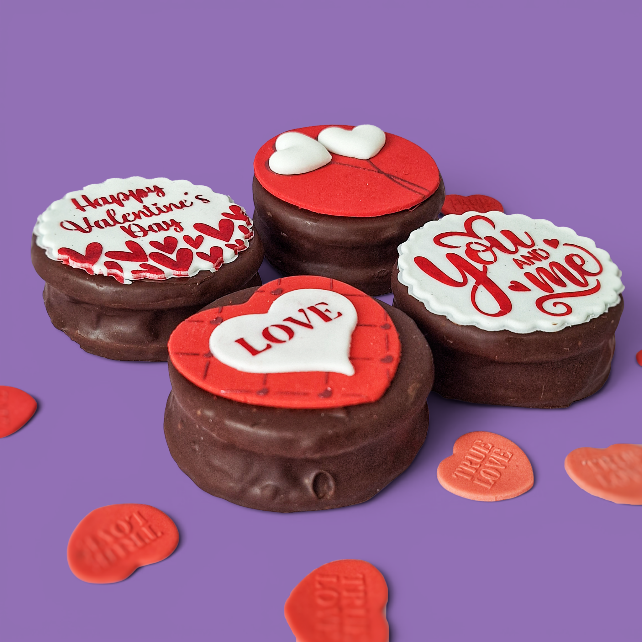 Custom VALENTINE'S DAY Artisan Chocolate Cookie Sandwich Pack of 4