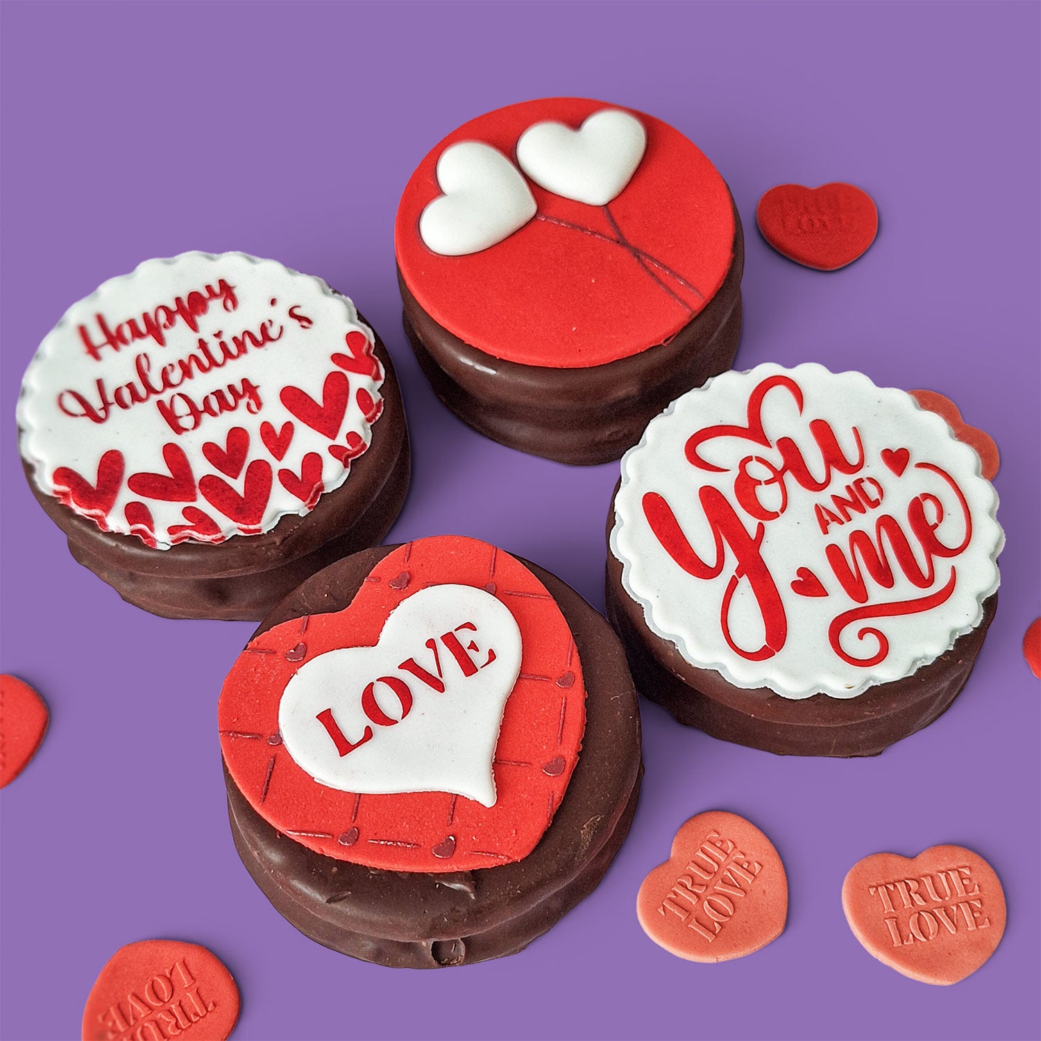 Custom VALENTINE'S DAY Artisan Chocolate Cookie Sandwich Pack of 4