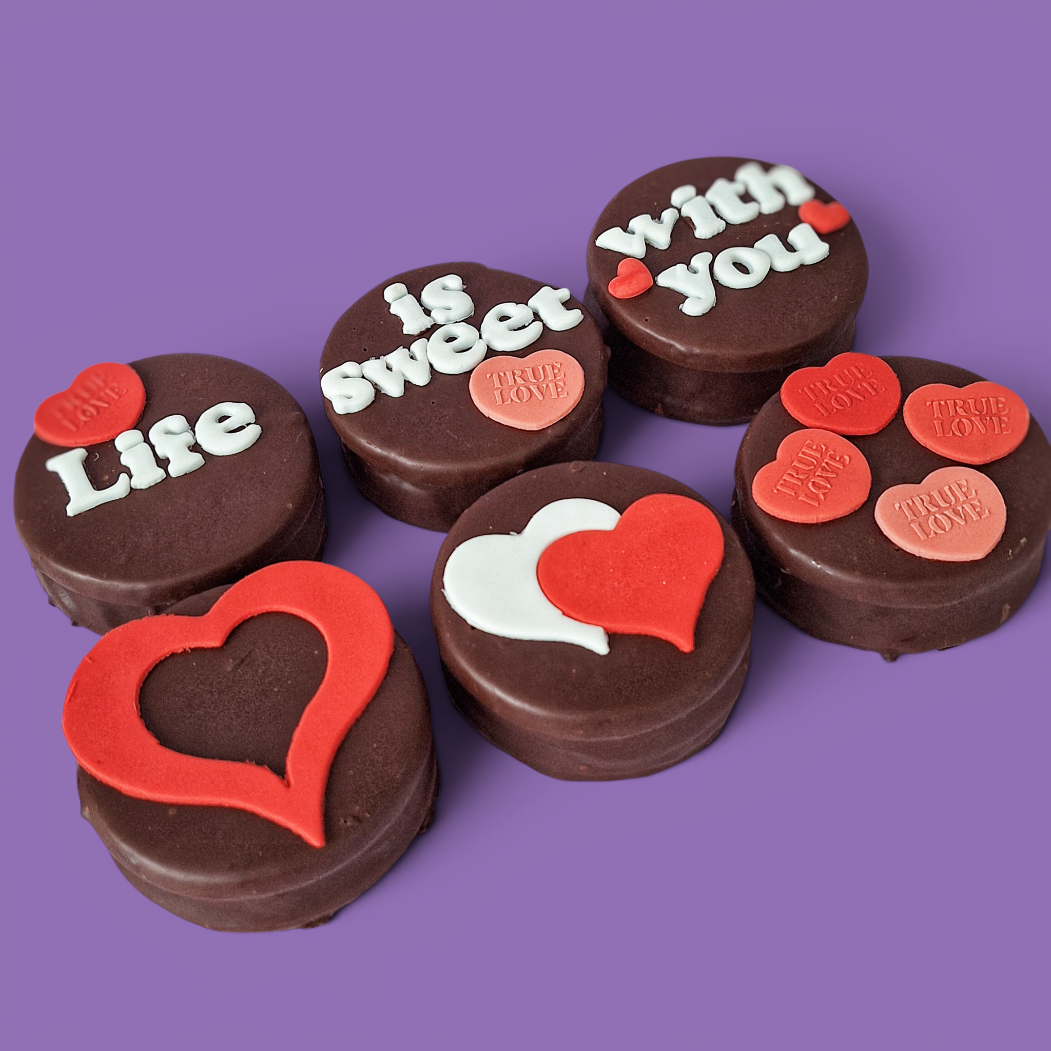 Custom VALENTINE'S DAY Artisan Chocolate Cookie Sandwich Pack of 6 - Option 2