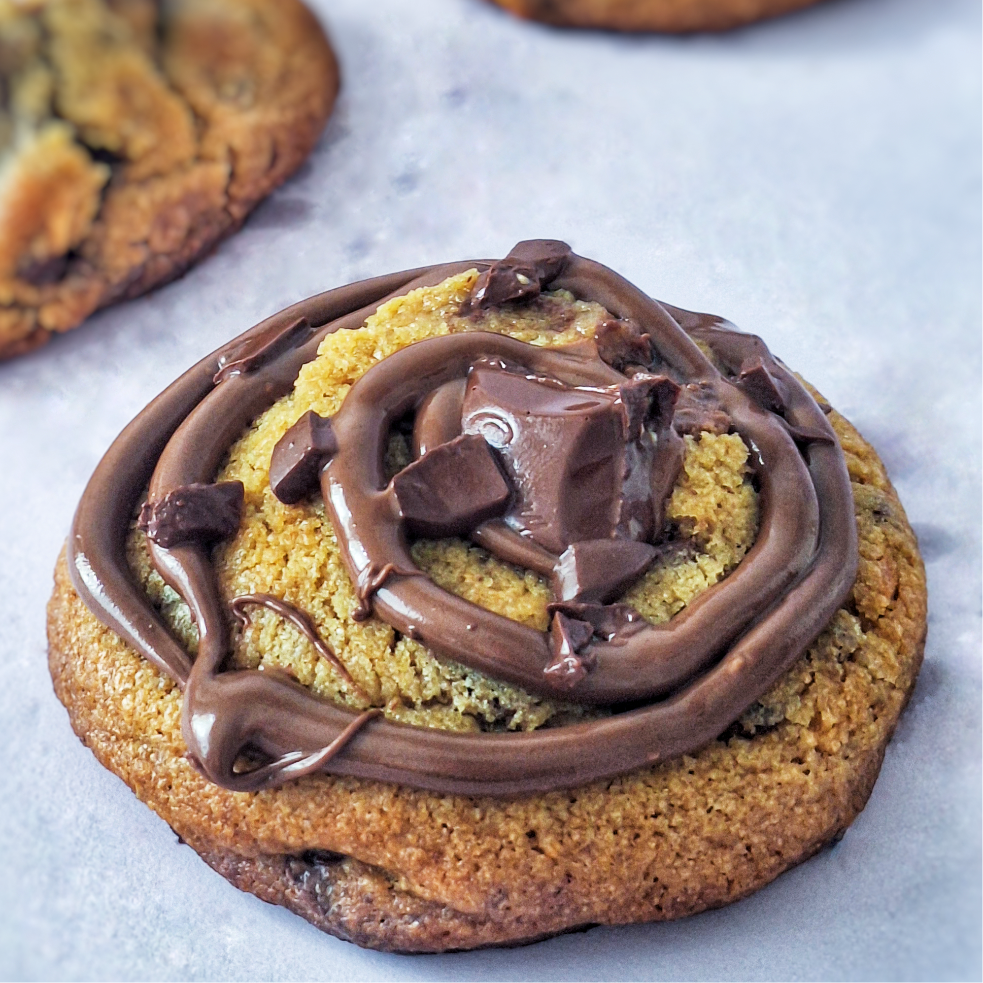 Almond Chocolate pieces, Chocolate Chips and Nutella Cookie