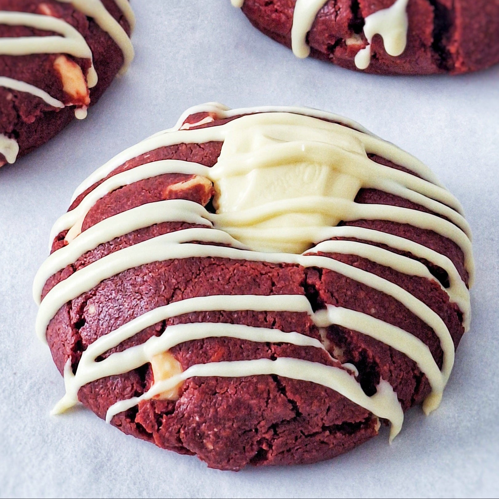 Red Velvet White Chocolate Chips and Raspberries Cream Cheese Cookie