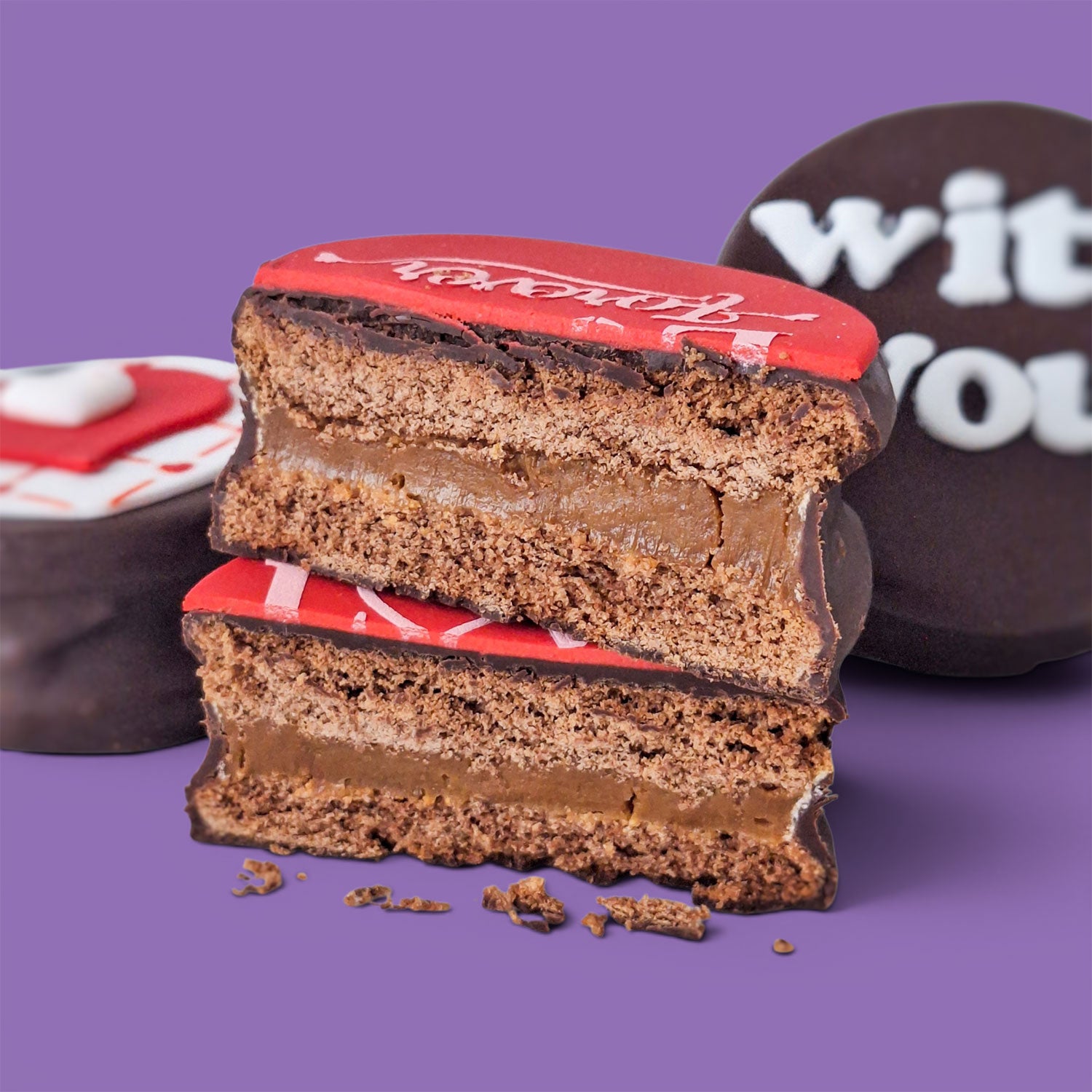 Custom VALENTINE'S DAY Artisan Chocolate Cookie Sandwich Pack of 6 - Option 1
