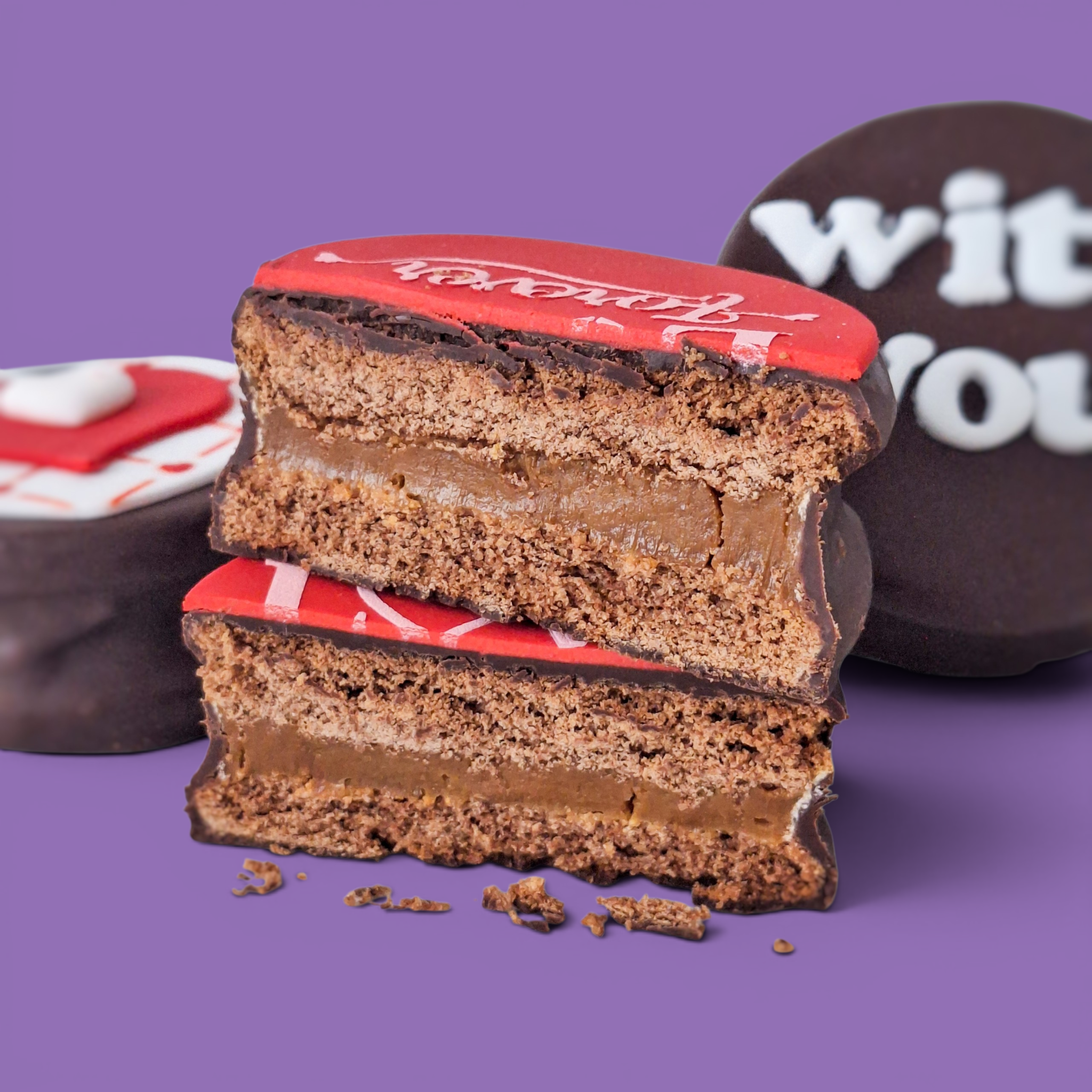 Custom VALENTINE'S DAY Artisan Chocolate Cookie Sandwich Pack of 6 - Option 1