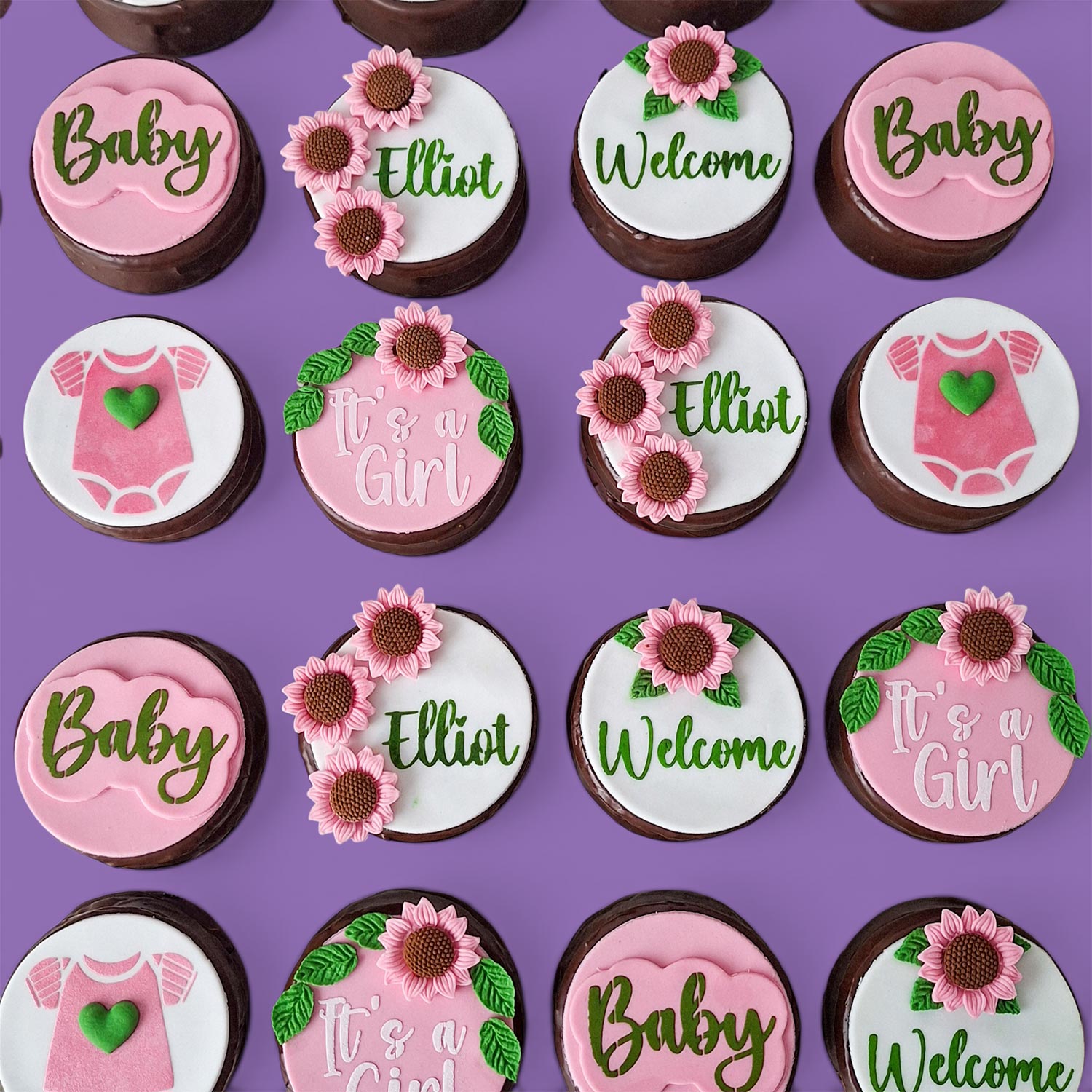 Custom BABY SHOWER Artisan Chocolate Cookie Sandwich