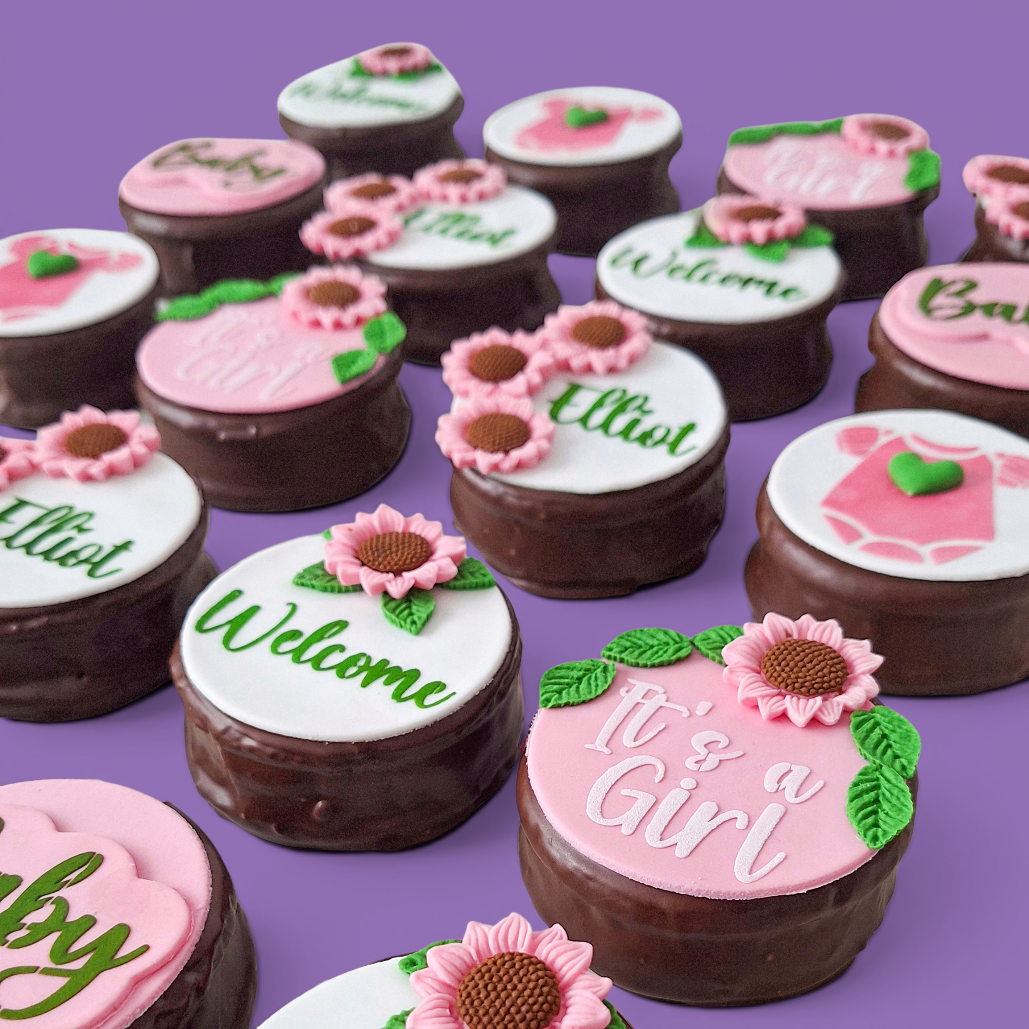 Custom BABY SHOWER Artisan Chocolate Cookie Sandwich