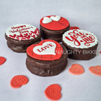 Chocolate cookies with Valentine's Day-themed