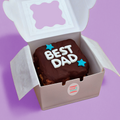 Mini Brownie Cake 'BEST DAD' text in a box