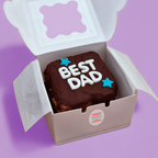 Mini Brownie Cake 'BEST DAD' text in a box
