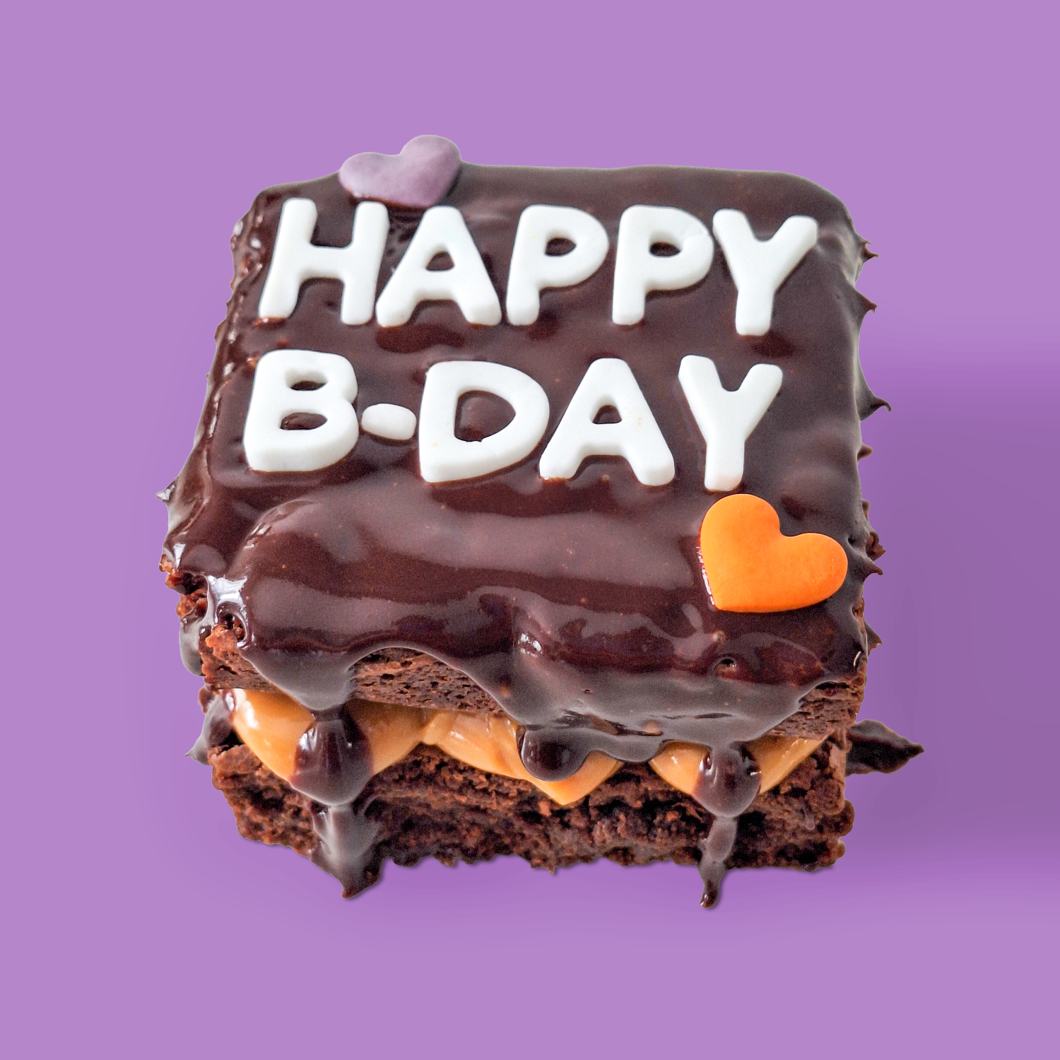 Mini Brownie Cake 'Happy B-Day' text