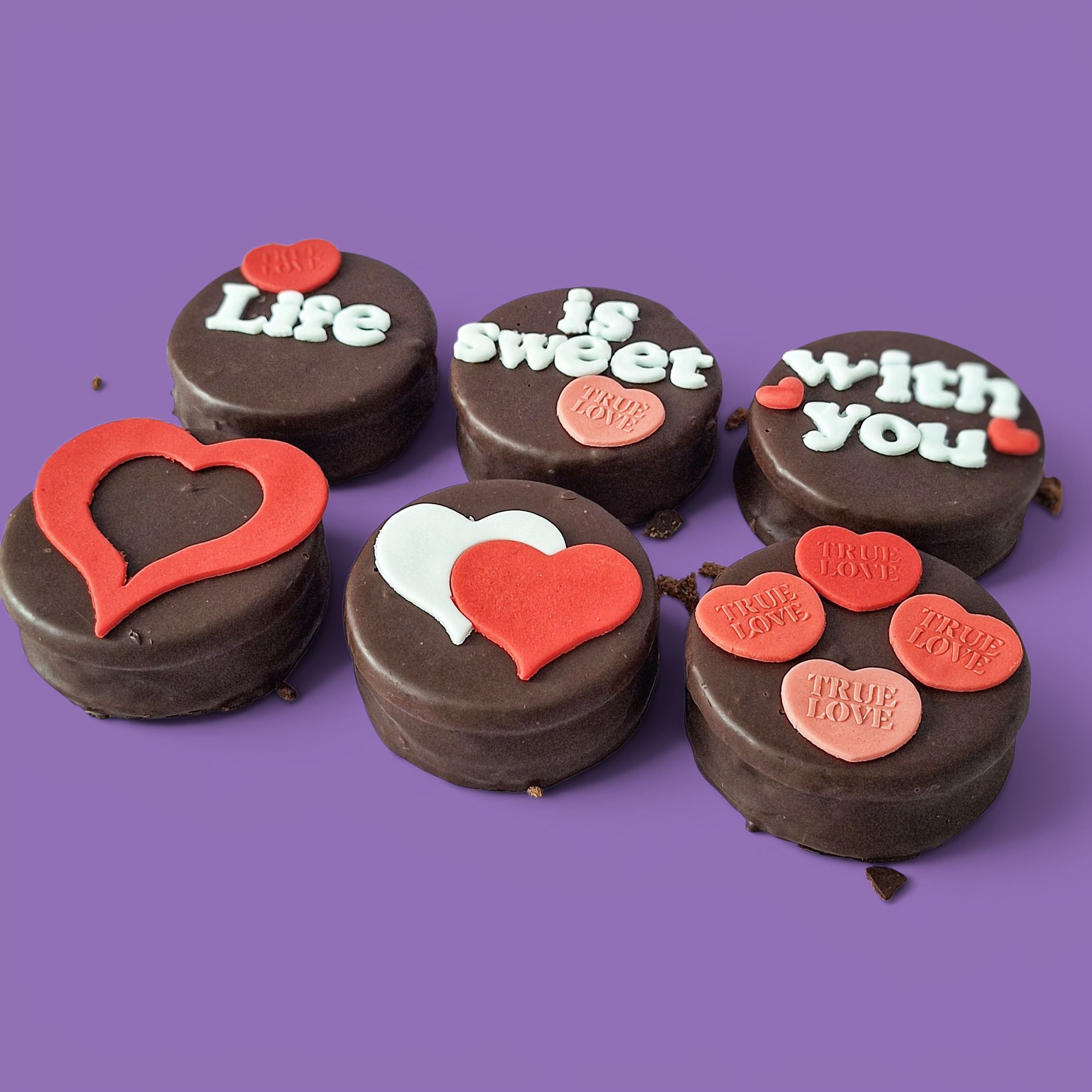 Custom VALENTINE'S DAY Artisan Chocolate Cookie Sandwich Pack of 6 - Option 2