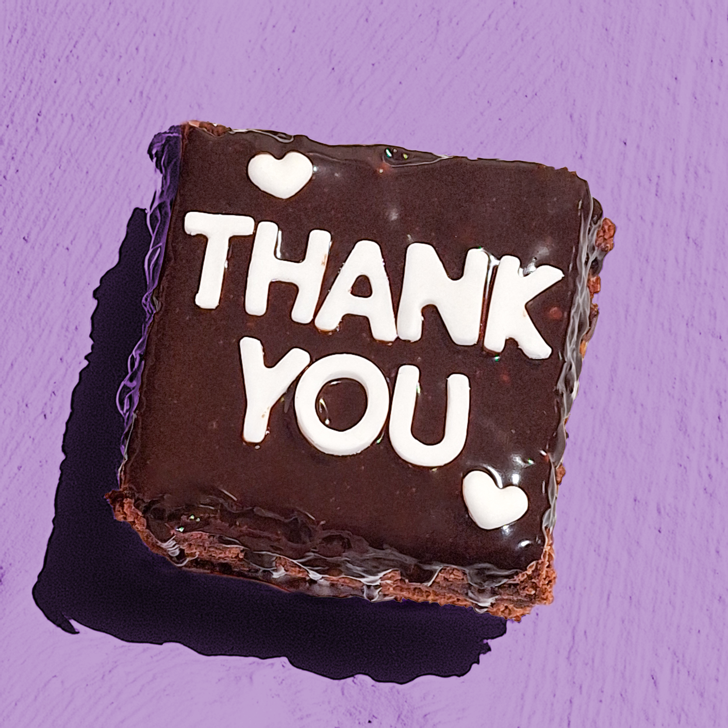 'THANK YOU' text Mini Brownie Cake